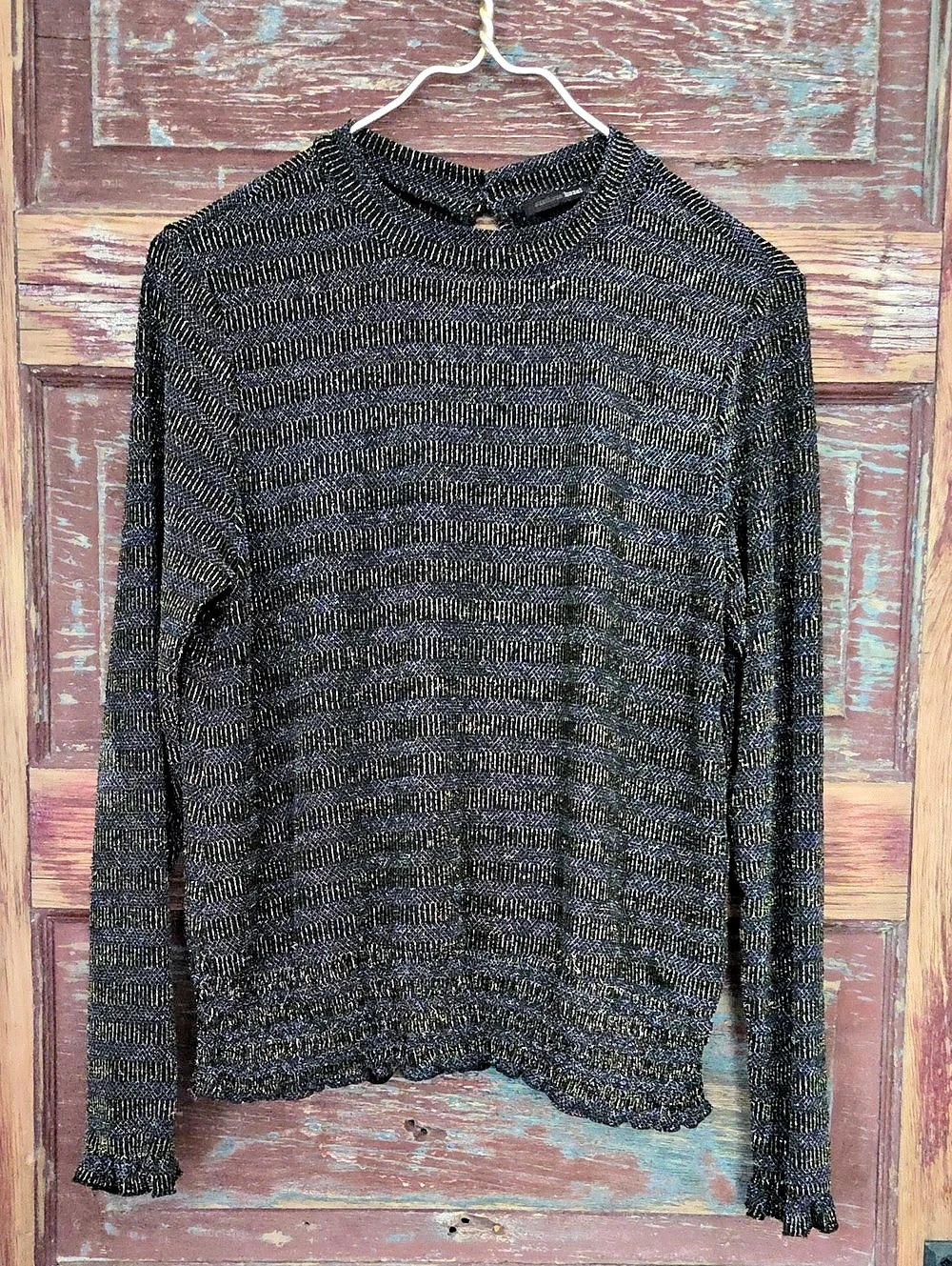 Y2K Super Stretch Disco Sparkle Shirt in Black, Gold & Silver